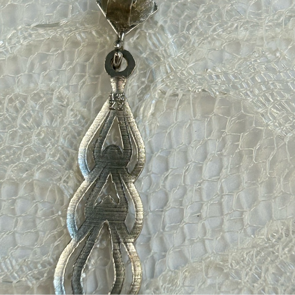 14kt Solid White Gold Single Dangle Earring Roman… - image 6